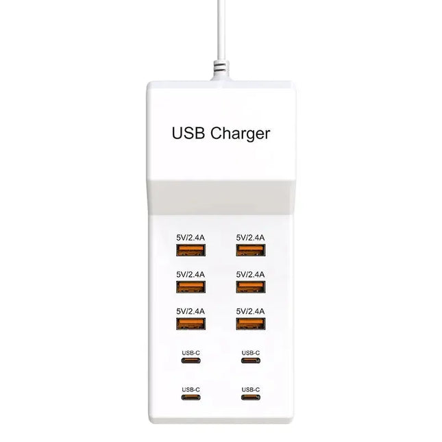 USB Charger Station,10-Port 50W Multiple USB Charging Station Multi Ports USB Charger Charging for Tablet Laptop Computer