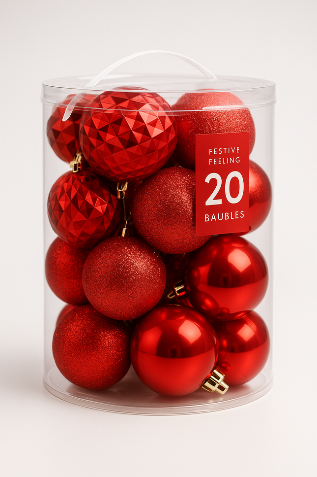 Festive Feeling 20 Christmas Baubles – 8cm
