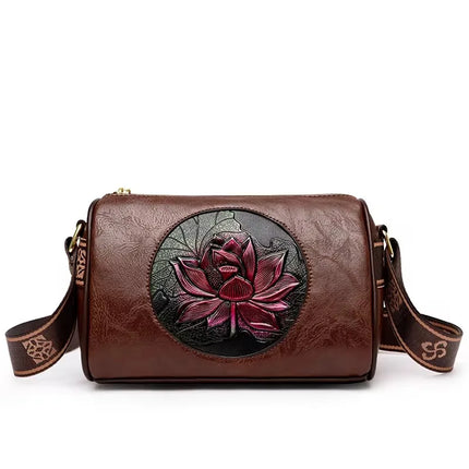Embroidery Tote Bag High Quality Leather Ladies Handbags