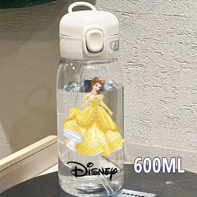 Straw 600/400ML Water Cup Princess Children Portable Plastic Mermaid Frozen Transparent Large Capacity Sport Water Bottle