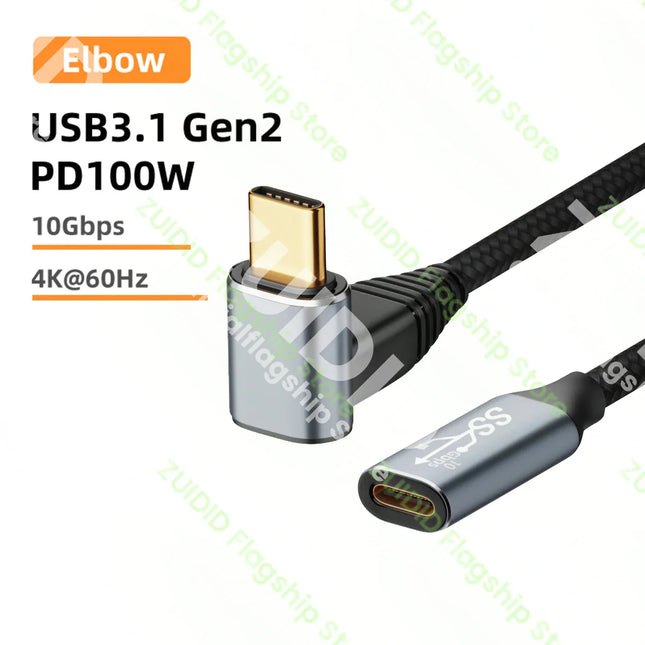 USB C 3.1 Gen2 10Gbps Extension Cable Type C to C PD 100W QC4.0 3.0 5A Fast Charging Cable For MacBook Pro 4k 60Hz Video Cable