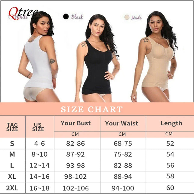 Qtree Women Tummy Control Shapewear Classic 2-IN-1 with Padded Bra High Elastic Strench Vest Body Shaper Slim Up Lift Corset