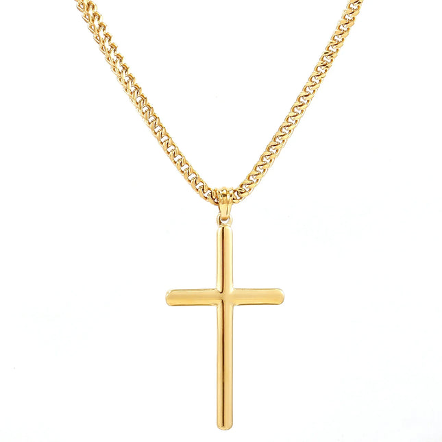 Punk Cross Pendant Link Chain for Men Women 316L Stainless Steel Hip Hop Necklace Gold Silver Fashion Jewelry Gift Waterproof