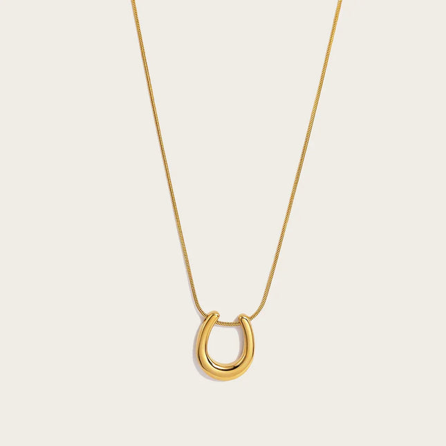 YACHAN New In U-Shaped Stainless Steel Pendant Necklace for Women 18K Gold Plated Waterproof Snake Chains Trendy Jewelry