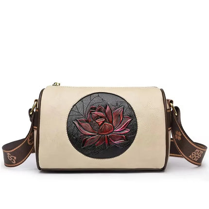 Embroidery Tote Bag High Quality Leather Ladies Handbags