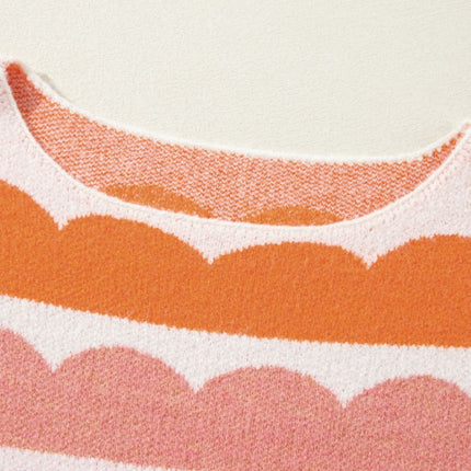 Contrast Boat Neck Long Sleeve Sweater